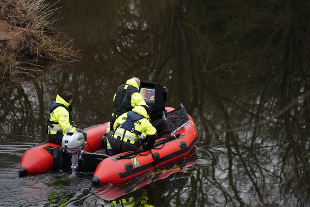 Peter Faulding and his team search another section of the River Wyre earlier this month 