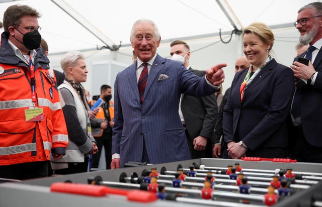 Charles tried his hand at table football