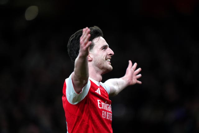 Declan Rice celebrates