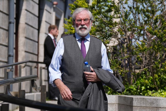 Former Sinn Fein president Gerry Adams outside the High Court in Dublin