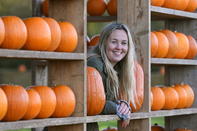 Victoria Cushing in her pumpkin house