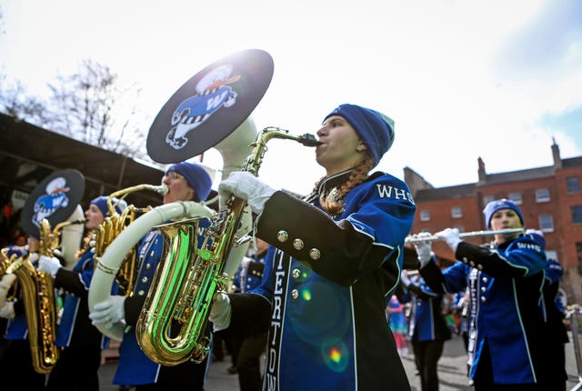 A band plays in the St Patrick’s Day Parade in Dublin