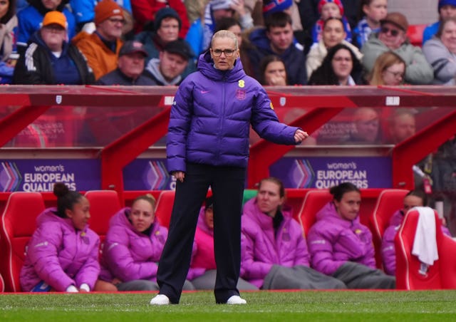 England manager Sarina Wiegman on the touchline