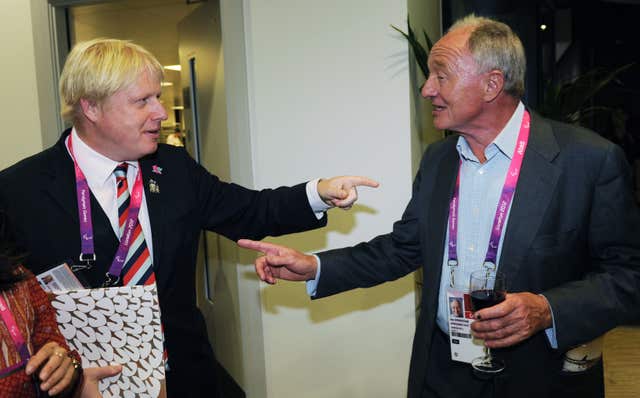 Then London mayor Boris Johnson meeting his predecessor Ken Livingstone at the Olympic Stadium ahead of the closing ceremony of the Paralympics (Stefan Rousseau/PA)