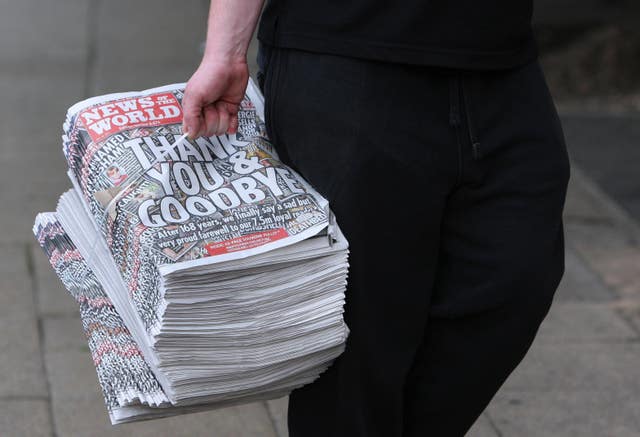 A bundle of the final copy of the News Of The World newspaper printed in July 2011