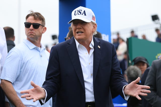 US President Donald Trump at his golf course in Ireland