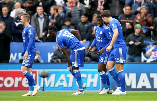 Kelechi Iheanacho celebrates his equaliser