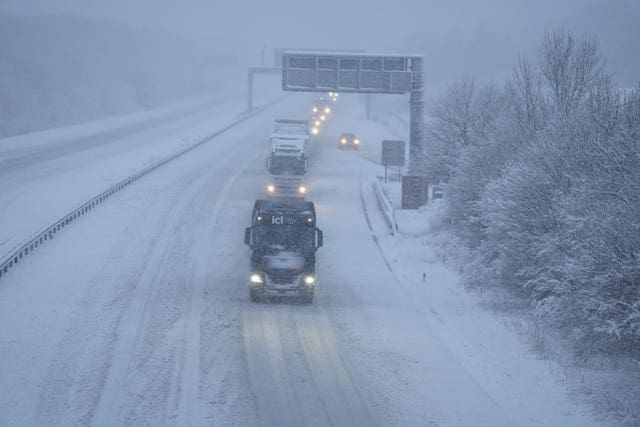 Vehicles on the A1(M) near junction 47 at Blyth in South Yorkshire 