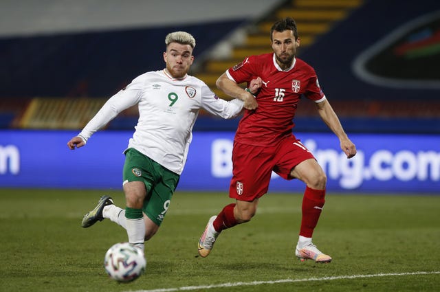Republic of Ireland striker Aaron Connolly (left) was forced to withdraw from the squad because of injury