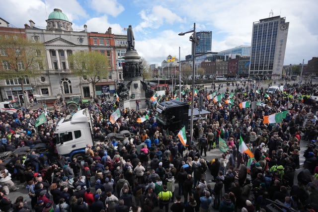 Protesters listen to speeches on O&rsquo;Connell Street