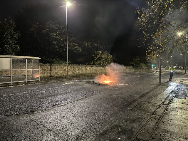 The scene in the Niddrie area of Edinburgh on Saturday night after a serious disturbance 