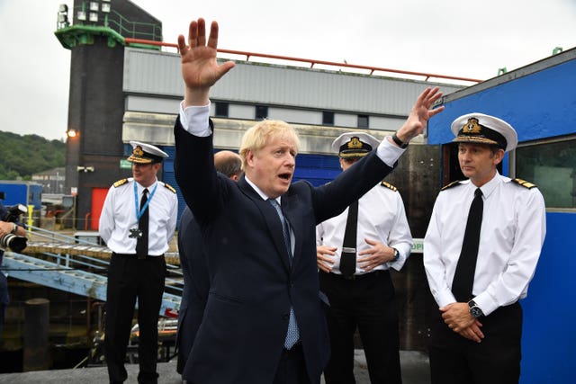 Boris Johnson visits HMS Victorious at HM Naval Base Clyde in Faslane, Scotland