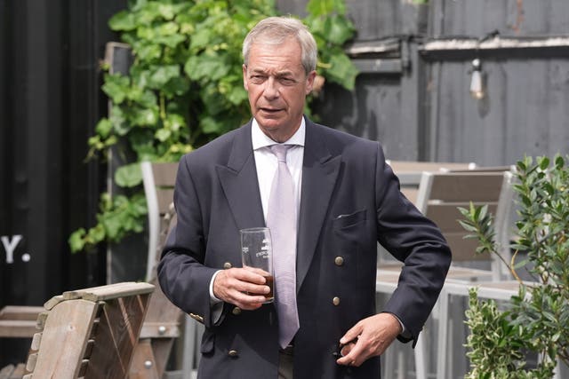 Reform UK leader Nigel Farage at the the Plough pub in Great Bentley, Essex, he has formally quit as MP for Clacton after being appointed as steward and bailiff of the Manor of Northstead under the procedure used to resign from the House of Commons