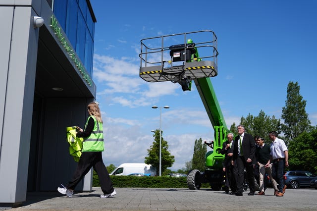 Rishi Sunak arrives for a visit to Niftylift in Milton Keynes, Buckinghamshire