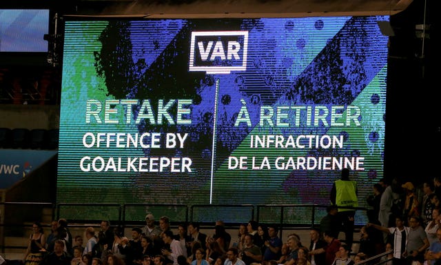 The VAR screen showing that Argentina's penalty was to be retaken