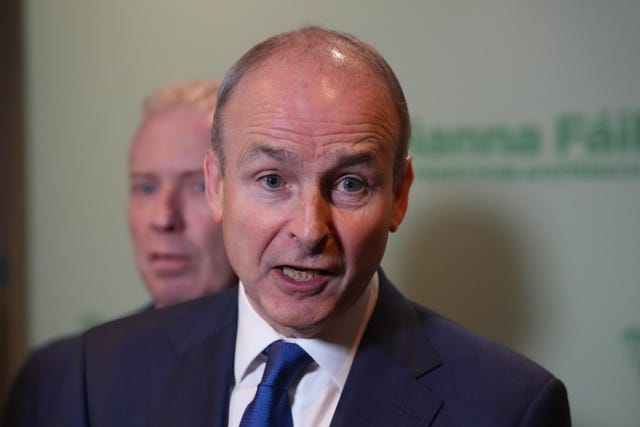 Fianna Fail leader Micheal Martin speaking to the media