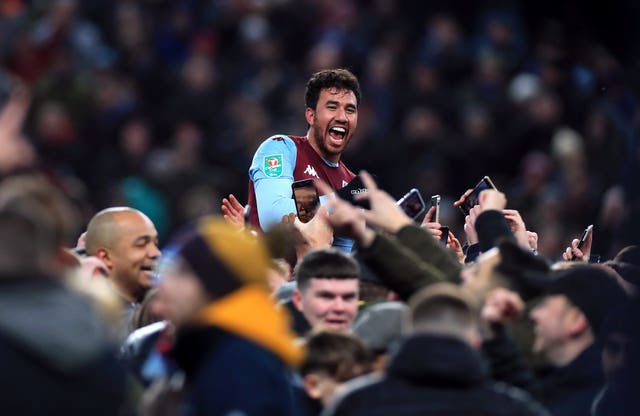 Trezeguet is chaired off the pitch by Villa fans after his late winner