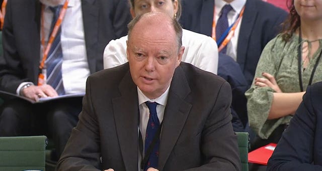 Professor Sir Chris Whitty speaking at a committee