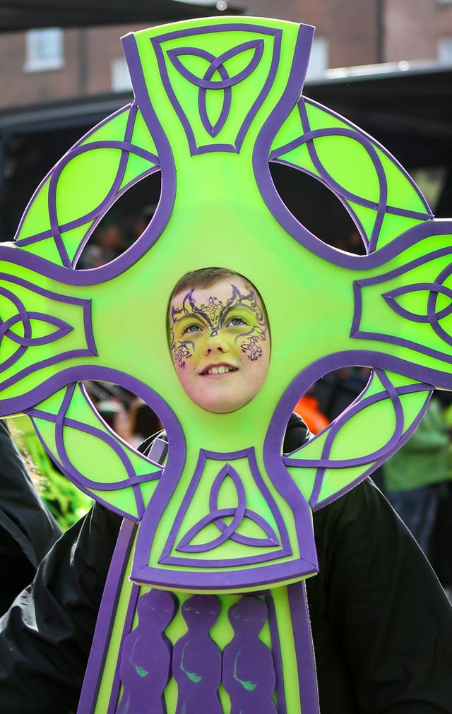 A performer in the Dublin parade