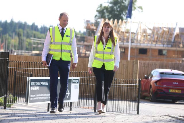 Deputy Prime Minister Angela Rayner, with Steve MacPherson Bloor Homes Group Development and Technical Director, during a visit to a housing development site in Basingstoke, Hampshire in July