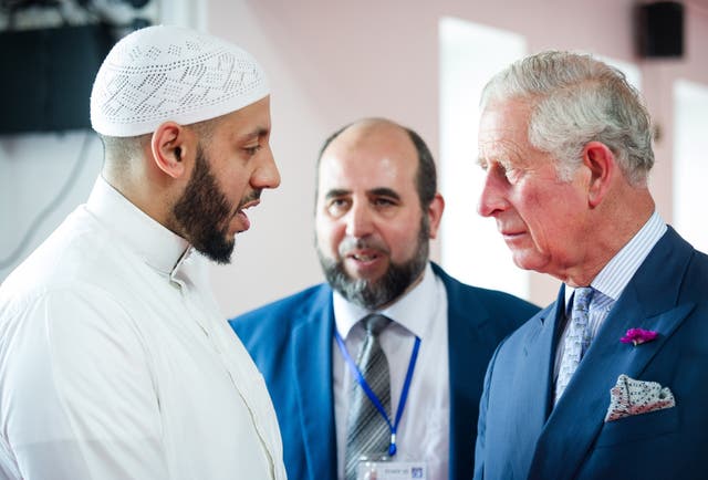 The Prince of Wales with Imam Mohammed Mahmoud who closed the virtual religious event. John Nguyen/The Daily Telegraph