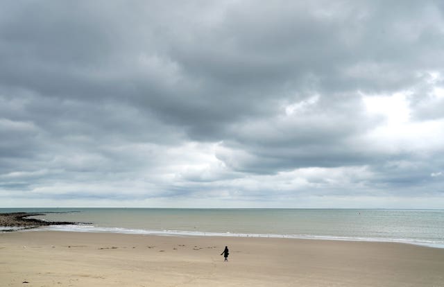 Clouds over Sunny Sands beach in Folkestone, Kent 