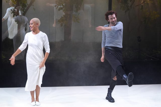 Cush Jumbo and David Tennant during the curtain call 