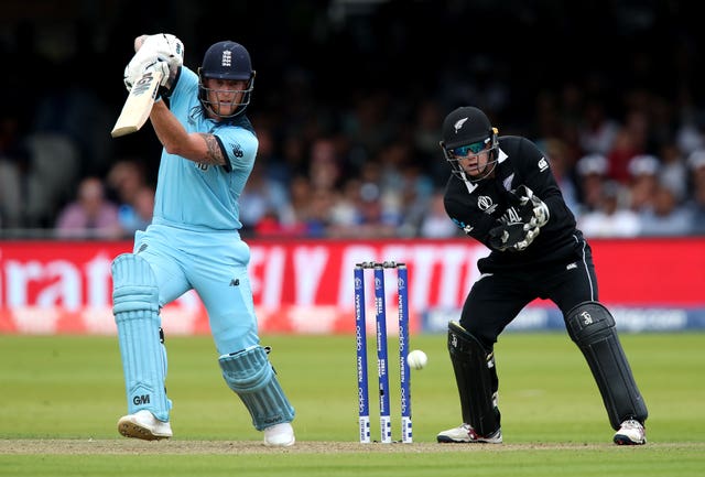 Ben Stokes, left, bats in the 2019 World Cup final against New Zealand at Lord’s