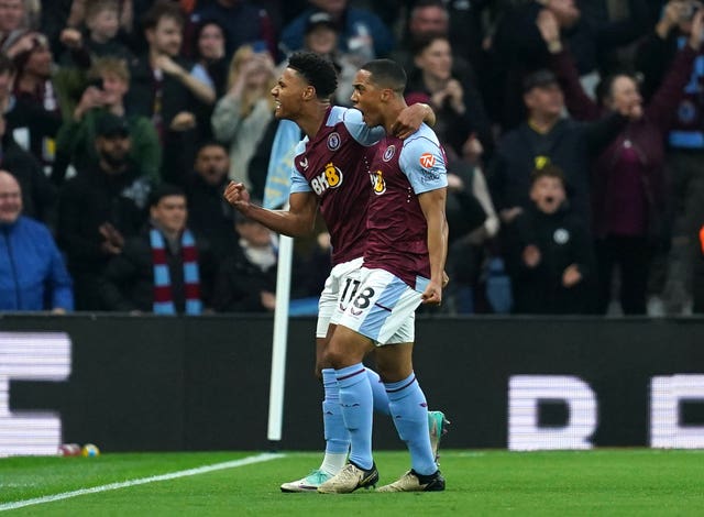 Aston Villa’s Youri Tielemans celebrates scoring