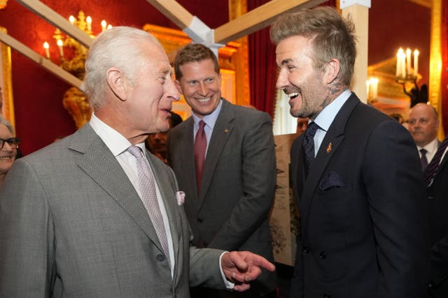 The King chatting to David Beckham at the King’s Foundation's inaugural awards at St James’s Palace
