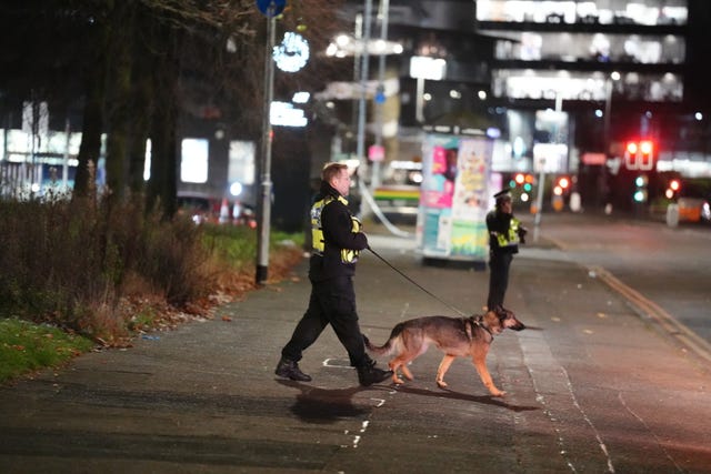 Police officers outside Buchanan Bus Station