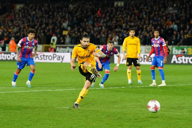 Ruben Neves scores Wolves' late second from a penalty