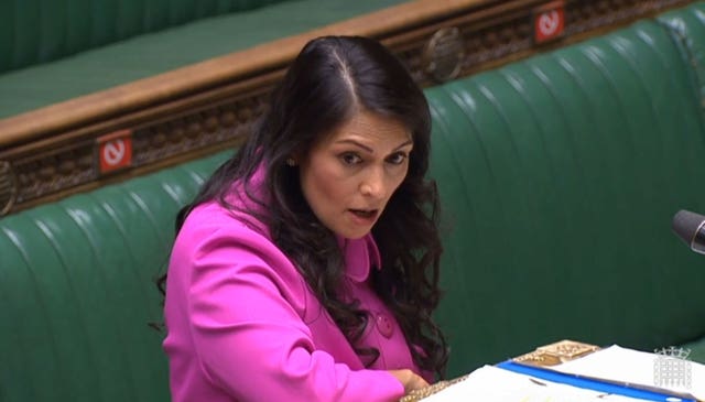 Home Secretary Priti Patel making a statement to MPs in the House of Commons