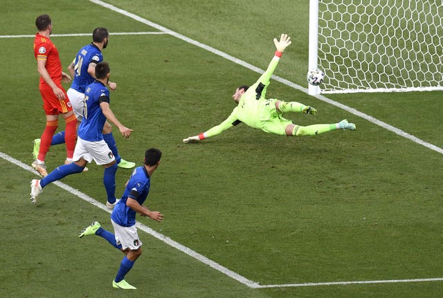 Matteo Pessina, bottom, scored the only goal in Italy's 1-0 triumph against Wales