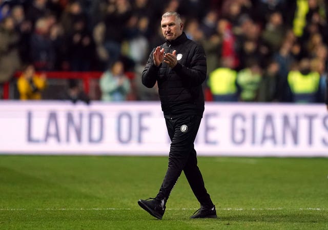 Nigel Pearson applauds the Bristol City fans at full-time