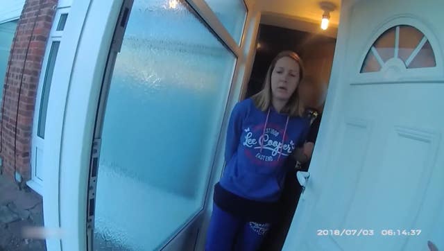 Screen grab taken from body-worn camera footage of the arrest of Lucy Letby