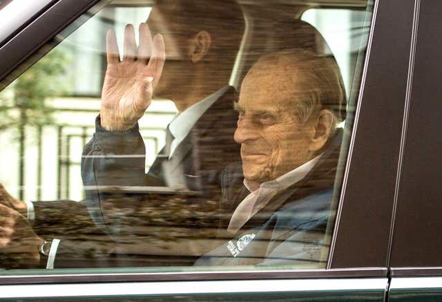 The Duke of Edinburgh leaving King Edward VII hospital where surgeons replaced his hip joint with an prosthetic implant (Dominic Lipinski/PA)