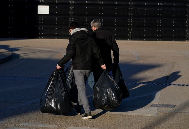 Former P&O staff collect belongings at the Port of Dover 