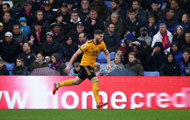 Matt Doherty celebrates his goal against Crystal Palace