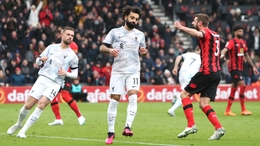 Liverpool’s Mohamed Salah, centre, looks frustrated after missing a penalty (Kieran Cleeves/PA)