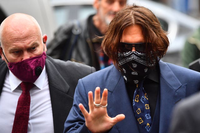 Johnny Depp arriving at the High Court in London