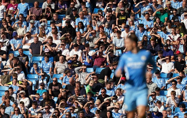 Manchester City fans watch the action against Southampton