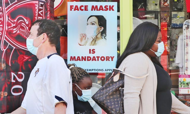 People wearing facemasks in Athy, Co Kildare