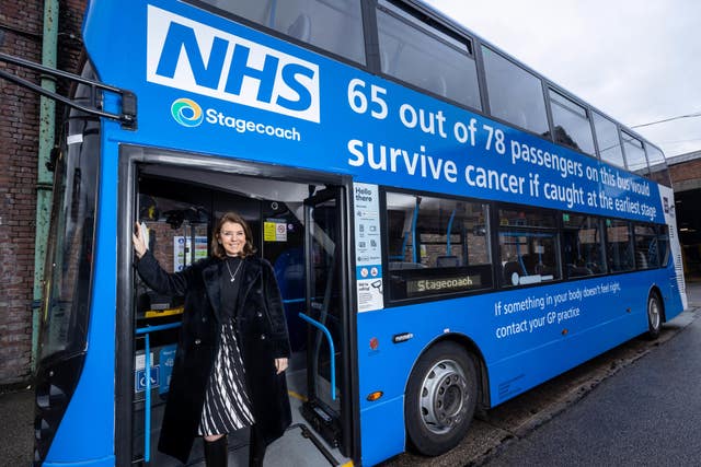 NHS Bus-ting Cancer Tour bus