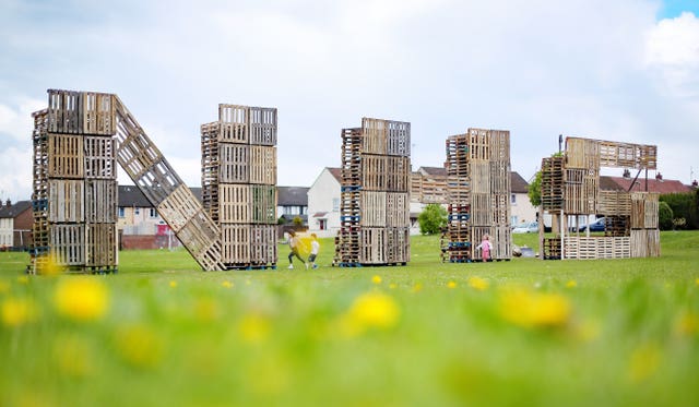 A loyalist bonfire in Portadown Co Armagh cancelled because of Covid-19 has been turned into a giant tribute to the NHS
