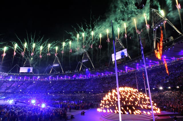 Fireworks go off during the closing ceremony of the London 2012 Olympics (Andrew Milligan/PA)