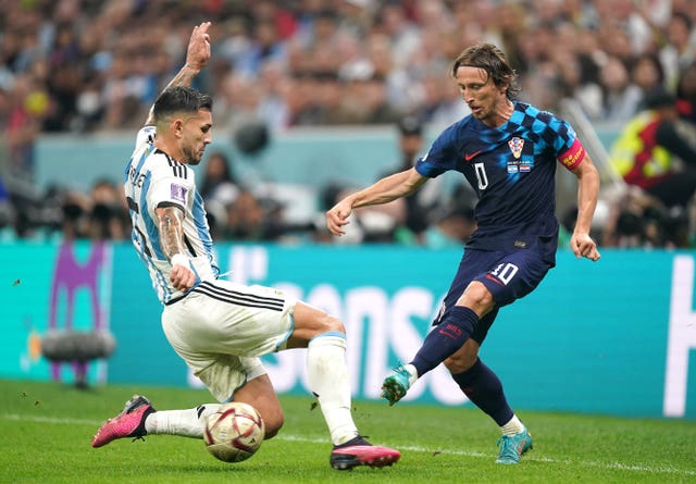 Luka Modric, right, in action against Argentina