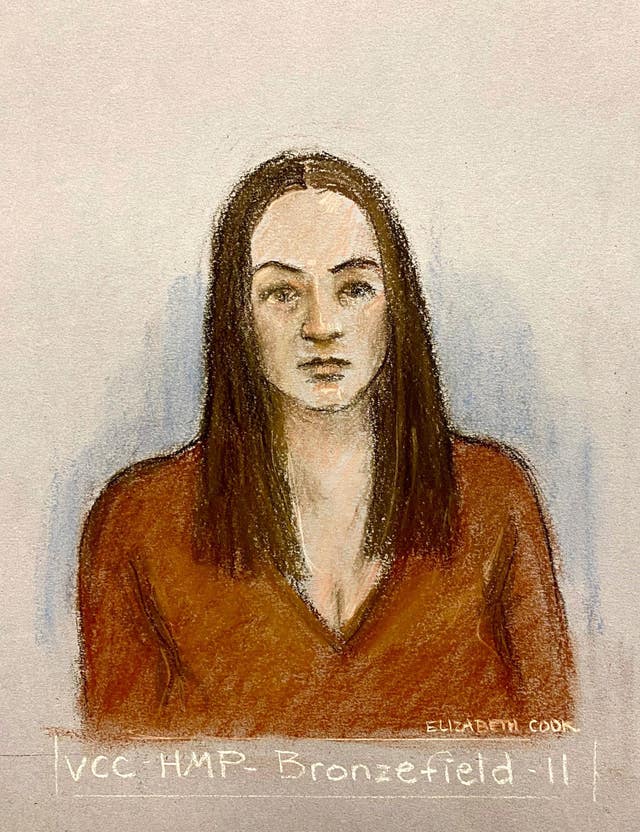 Court artist sketch by Elizabeth Cook of Bulgarian national Katrin Ivanova 