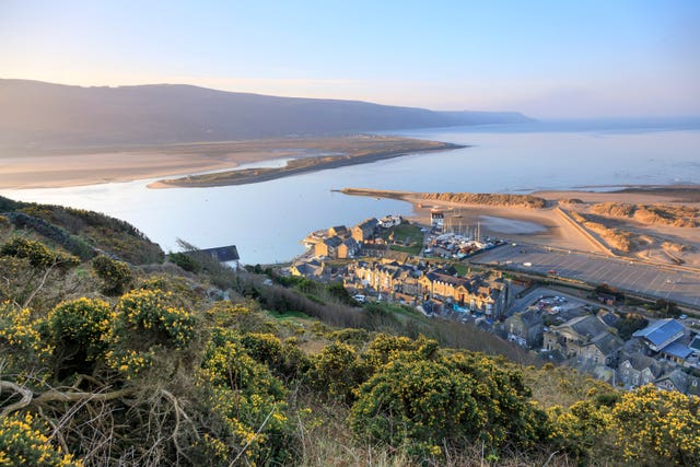 Barmouth town and harbour viewed from Dinas Oleu in North Wale