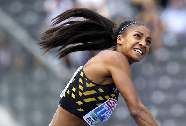 Nafi Thiam, pictured, is a fierce rival of Britain's Katarina Johnson-Thompson